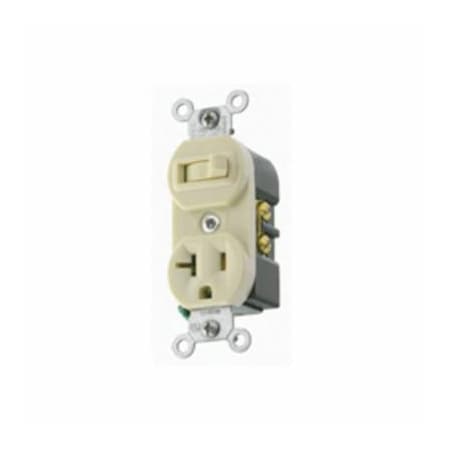 Leviton Combination Device Switch 20A 120V Recep Sp Sw Combo Ivory 5335-I